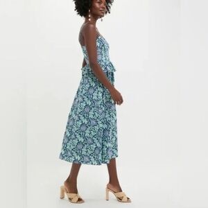 Blue Leafy Floral Maeve Midi Dress